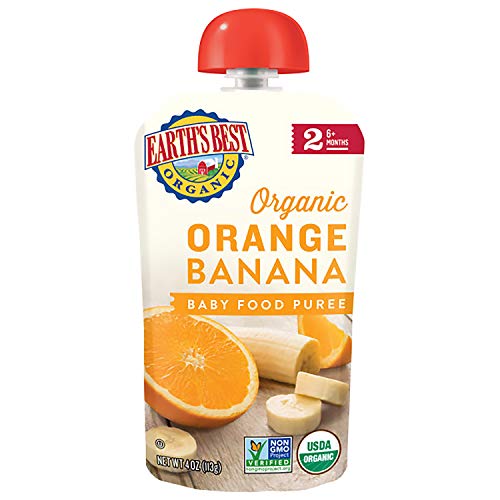 Earths Best Organic Baby Food Puree Pouch, Orange &Amp; Banana, Sta