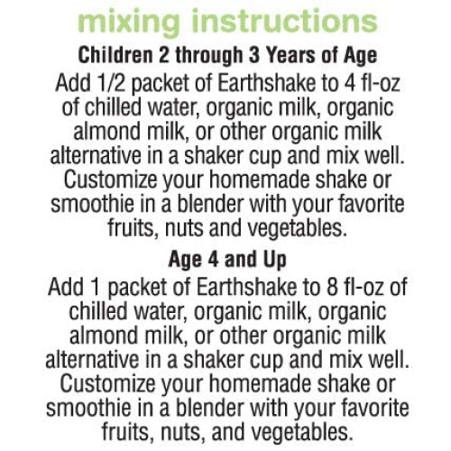 Earthshake Organic Kids Nutritional Protein Shake, Vanilla - Non