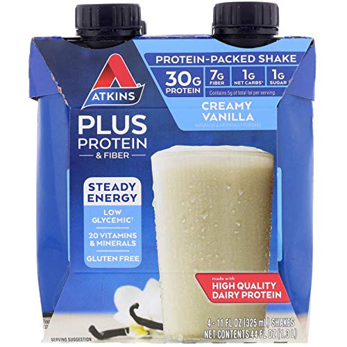 Atkins Plus Protein Fiber Creamy Vanilla 4 Shakes 11 Fl Oz 325 M