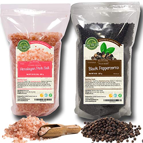Whole Black Peppercorns 12Oz | Himalayan Pink Salt Coarse Grain