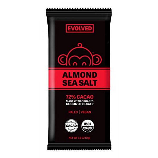 Evolved Chocolate - Organic Almond Sea Salt Chocolate Bar - 72% ...