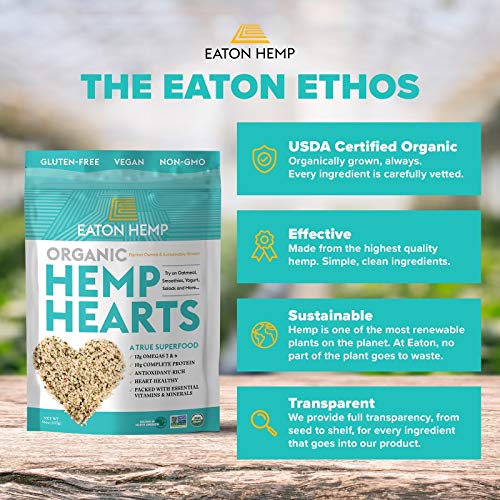 Usda Organic Eaton Hemp Hearts | Complete 10G Protein Rich Super