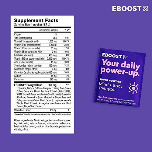 Eboost Super Powder Energy Drink Mix - 20 Packets - Acai Pomegra