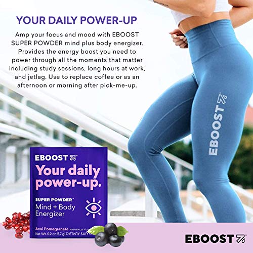 Eboost Super Powder Energy Drink Mix - 20 Packets - Acai Pomegra