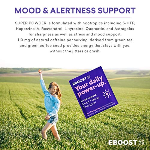 Eboost Super Powder Energy Drink Mix - 20 Packets - Acai Pomegra