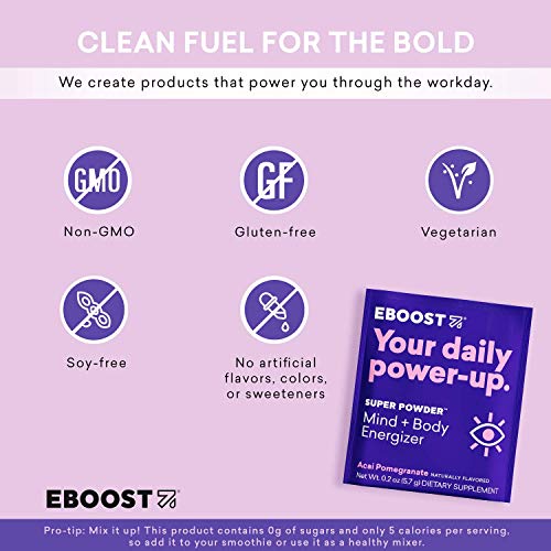 Eboost Super Powder Energy Drink Mix - 20 Packets - Acai Pomegra