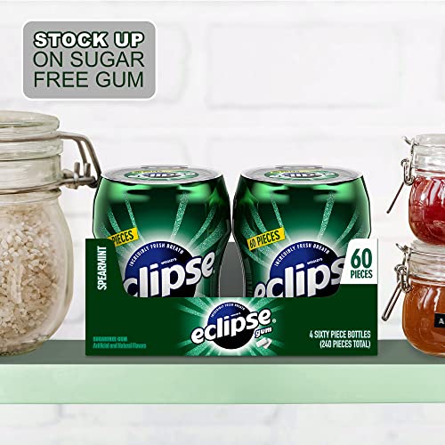 ECLIPSE Spearmint Sugarfree Gum, 60 Count Pack of 4