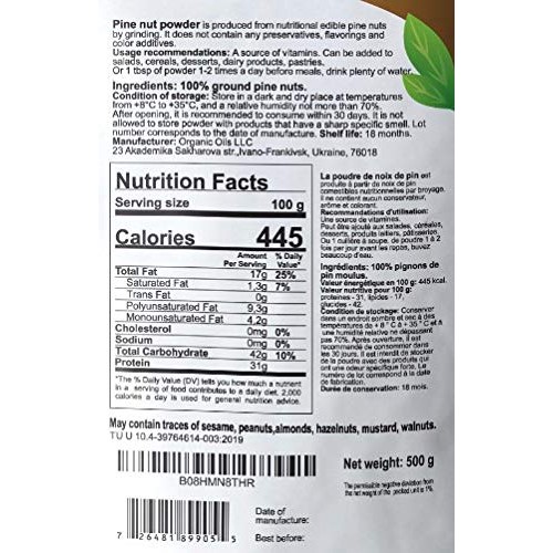 Pine Nut Kernel Powder Gluten Free Flour 500G | Eco Nava Brand |