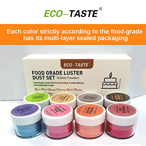 Luster Dust Set 8 Colors 3 Grams Each Container For Cake, Fond