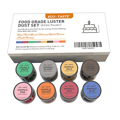 Luster Dust Set 8 Colors 3 Grams Each Container For Cake, Fond