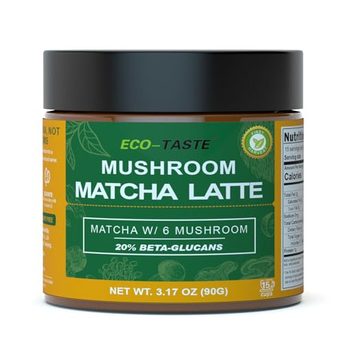Matcha Latte Powder, Mushroom Extract with Ceremonial Grade Matc...