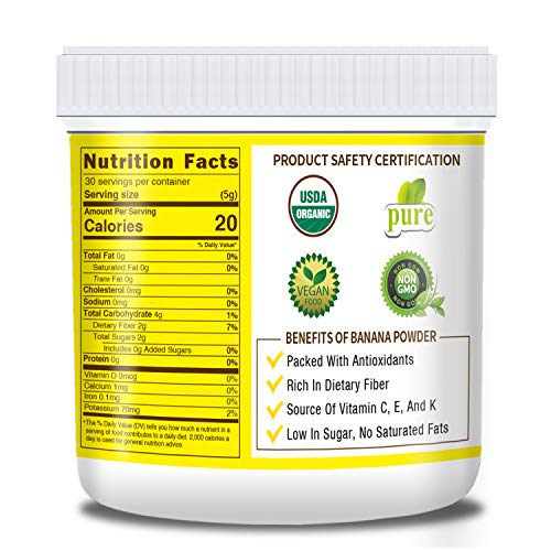 Organic Banana Fruit Powder, 150G 5.3 Oz, 100% Raw, Vegan, No