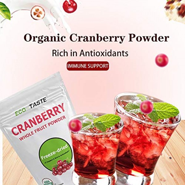 Organic Cranberry Powder, 100% Whole Cranberry Fruit Juice Powde...