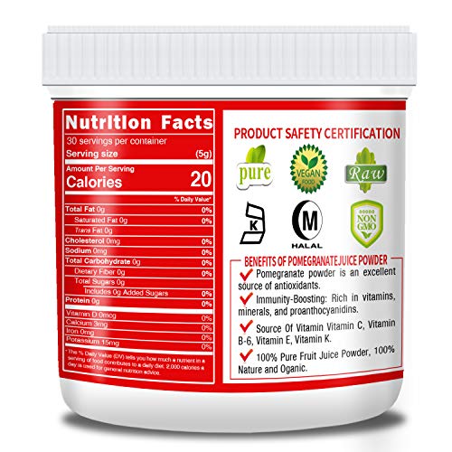 Organic Pomegranate Juice Powder, 5.3Oz150G, 100% Usda Organic