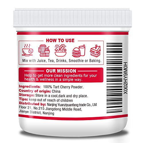 Organic Tart Cherry Powder, 5.3Oz150G, 100% Pure, Vegan, No Ad
