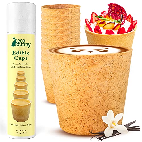 Eco Bunny Edible Biscuit Cup 3.8 oz, Pack of 10 Vanilla Flavored...