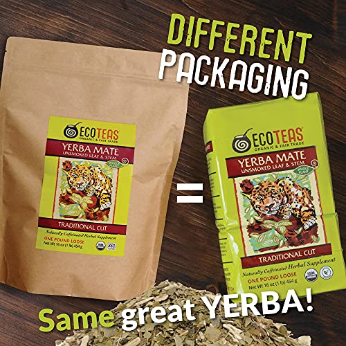 Ecoteas Organic Yerba Mate Loose Tea Traditional Cut 1 Pound