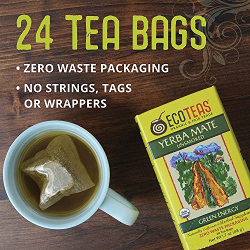 Ecoteas Organic Unsmoked Yerba Mate Tea Bags - 24 Count, 1.7 Oz
