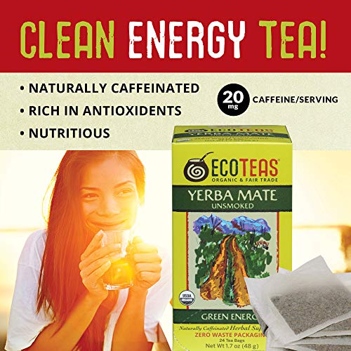 Ecoteas Organic Unsmoked Yerba Mate Tea Bags - 24 Count, 1.7 Oz