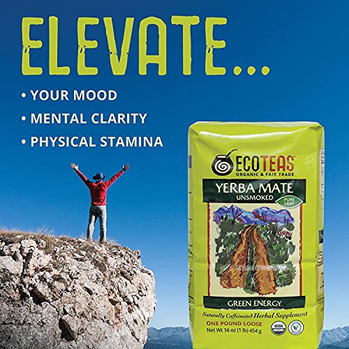 ECOTEAS Organic Unsmoked Yerba Mate Tea Pure Loose Leaf 1 LB Pa...