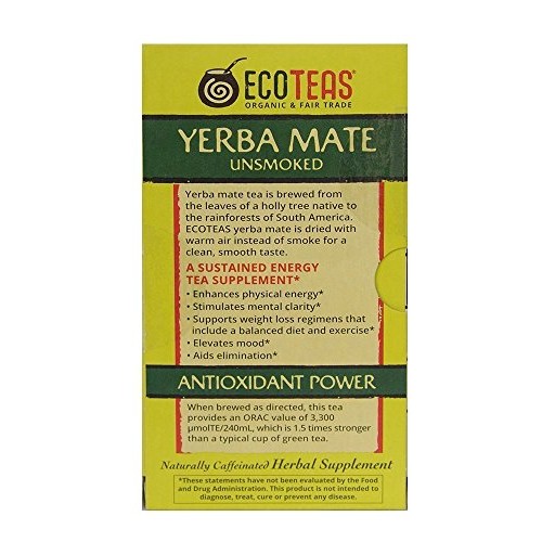 Ecoteas Organic Yerba Mate Unsmoked Tea 24 Bags Pack Of 3