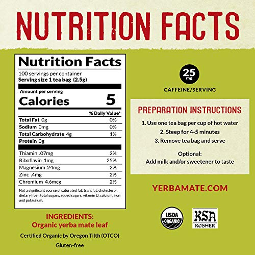 Ecoteas - Unsmoked Yerba Mate Tea - Yerba Mate Tea Bags - Yerba