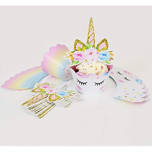 Unicorn Cupcake Toppers And Wrappers Decorations 30 Of Each -