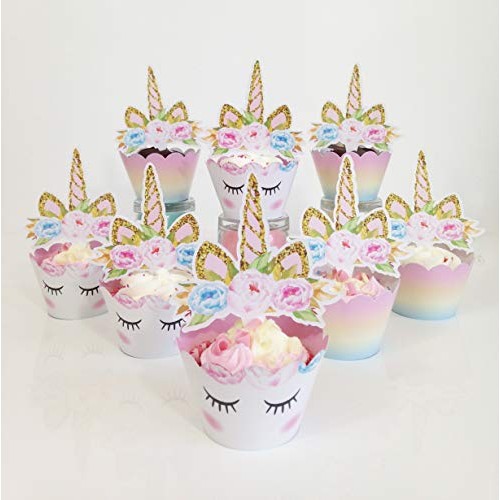 Unicorn Cupcake Toppers And Wrappers Decorations 30 Of Each -