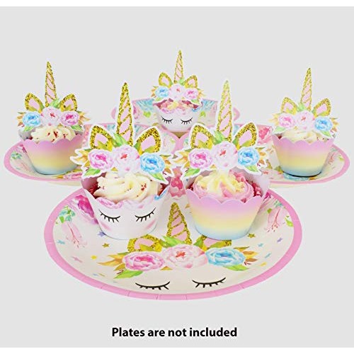 Unicorn Cupcake Toppers And Wrappers Decorations 30 Of Each -