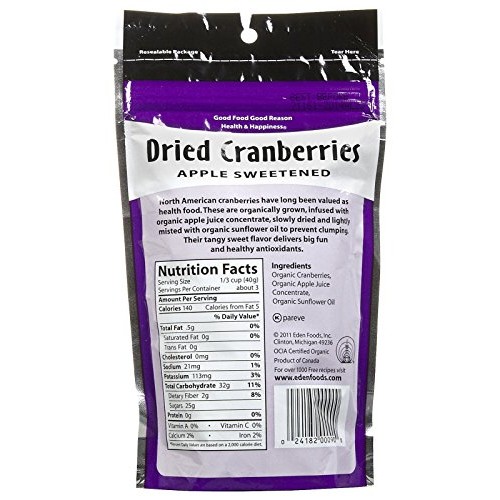 Eden Organic Dried Cranberries, 4 Oz Pouches