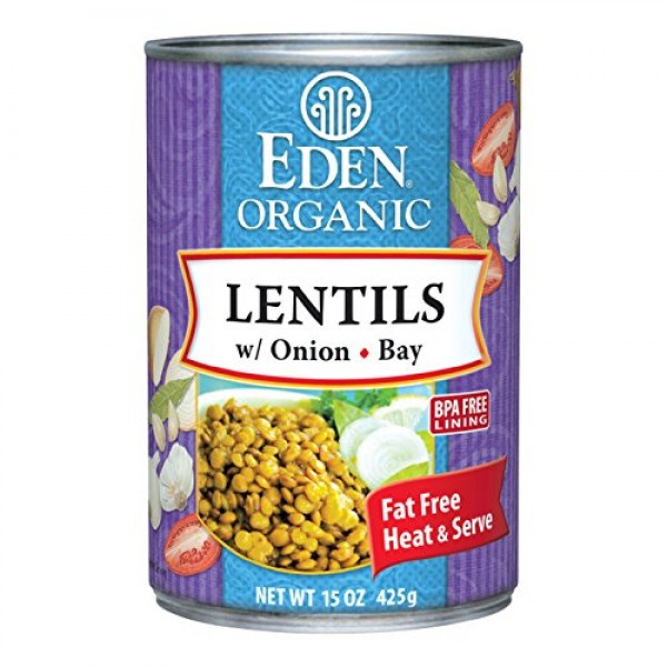 Eden Organic Lentils with Onion and Bay Leaf, 15-Ounce Cans Pac...