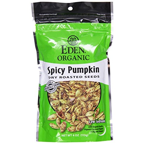 Eden, Organic Dry Roasted Seeds, Spicy Pumpkin, Resealable Bags,