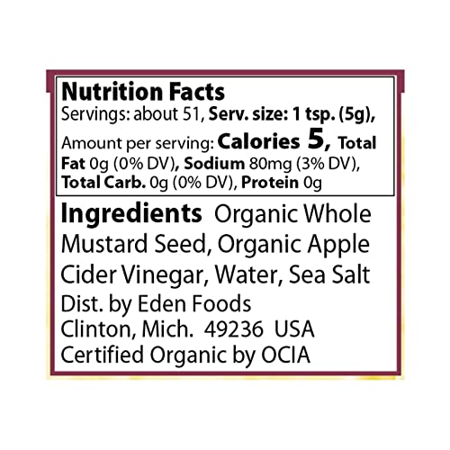 Eden Organic Brown Mustard 9 oz - PACK OF 3