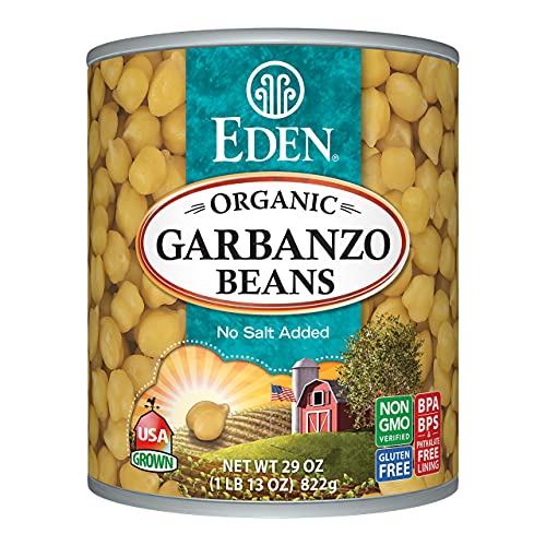 Eden Organic Garbanzo Beans, 29 oz Can, No Salt, Non-GMO, Gluten...