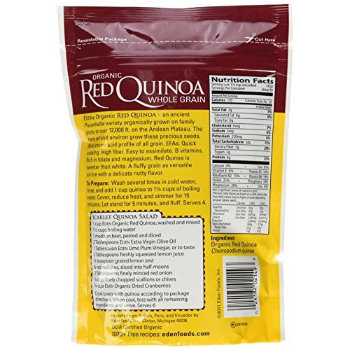Eden Organic Red Quinoa, Whole Grain, 16-Ounce Pouches Pack Of 4