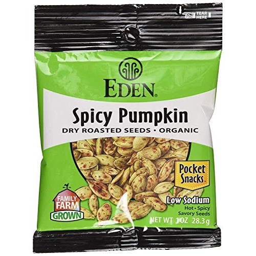 Eden Organic Spicy Pumpkin Seeds, Dry Roasted, Pocket Snacks, 1
