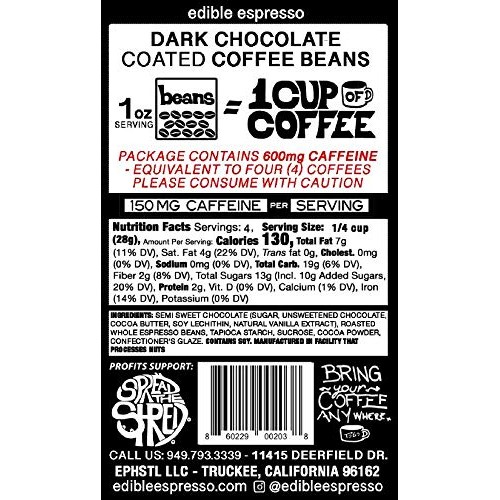 Edible Espresso - Dark Chocolate Covered Coffee Beans 6Pk ~600