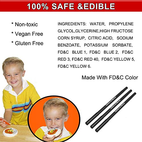 3Pcs Black Food Coloring Markers, Double Sided With Ultra Fine T