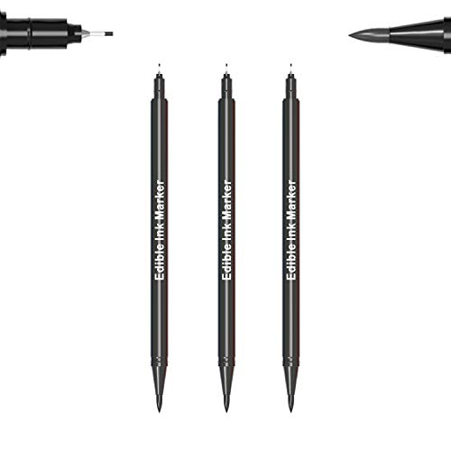 3Pcs Black Food Coloring Markers, Double Sided With Ultra Fine T