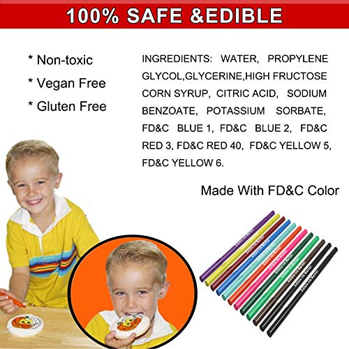 Edible Markers, 11Pcs Ultra Fine Tip0.5Mm Food Coloring Pens,
