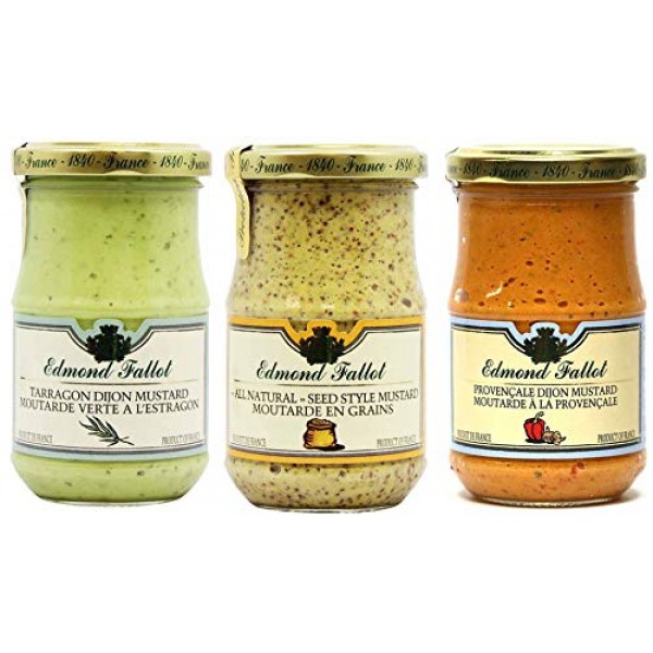 Edmond Fallot Mustard 3 Pack Assortment of Three Popular Flavors...