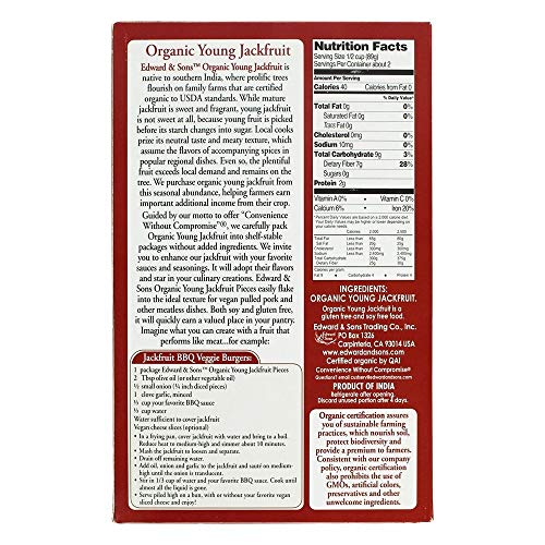 Edward &Amp; Sons, Jackfruit Young Unseasoned Pieces Organic, 7 Ounce