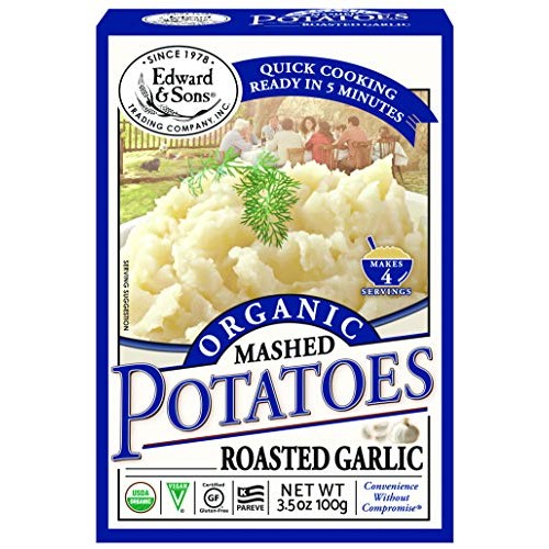 Edward &Amp; Sons Organic Mashed Potatoes Roasted Garlic, 3.5 Ounce