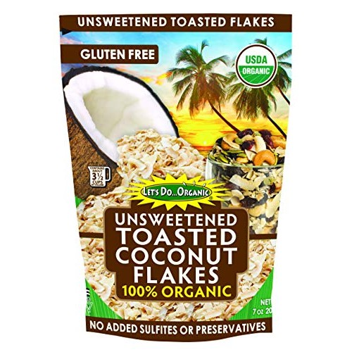 Lets DoOrganic Unsweetened Coconut Flakes, Toasted, 7 Ounce