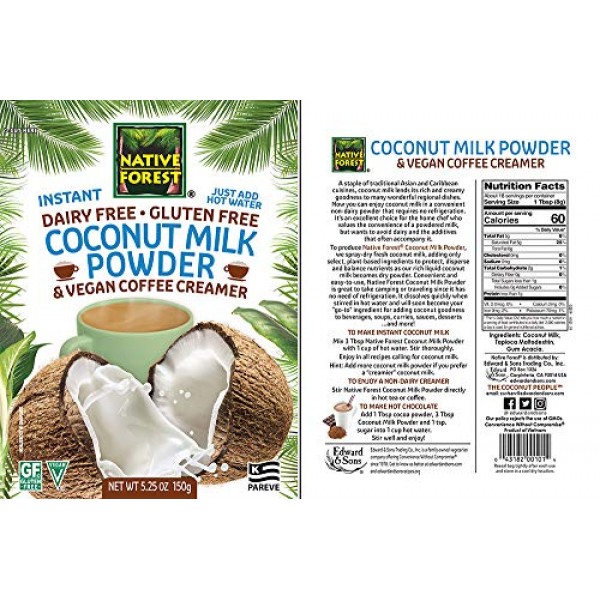 Native Forest Coconut Milk Powder, 5.25 Ounce Bags Pack of 6