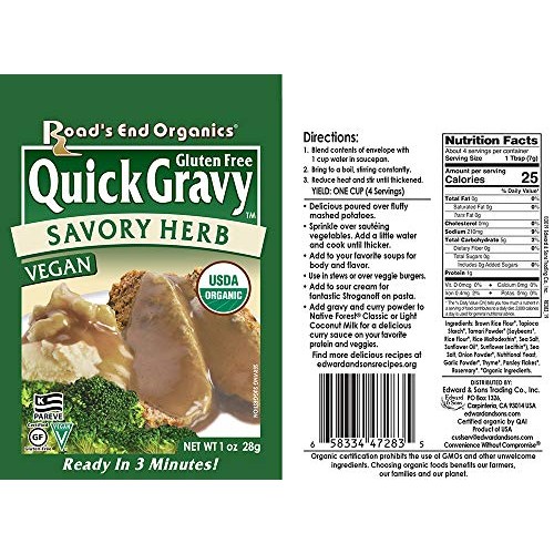 Roads End Organics Gluten Free Savory Herb Gravy, Mix, Organic,