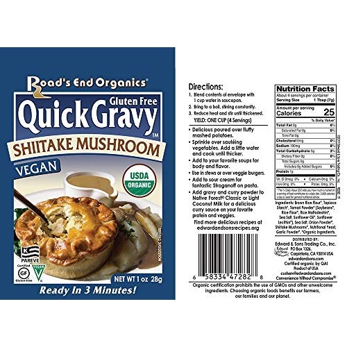 Roads End Organics Gluten Free Shiitake Mushroom Gravy Mix, 1 O