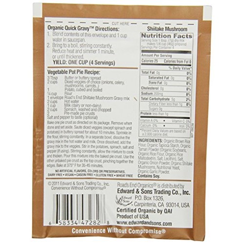Roads End Organics Gluten Free Shiitake Mushroom Gravy Mix, 1 O