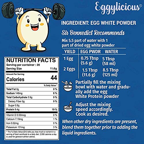 Eggylicious Egg White Albumin Powder, Dried Natural Protein Po