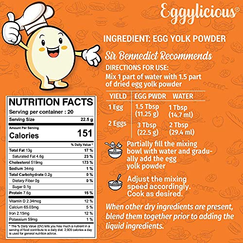 Eggylicious Egg Yolk Powder, Dried Natural Protein Powder, Made